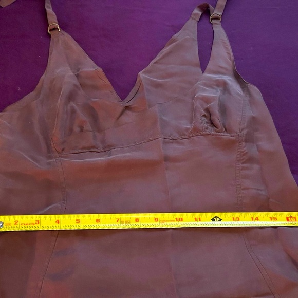 Ana Nonza Chocolate Brown Silk Slip Dress L - Picture 9 of 12
